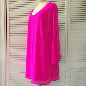 Neon Pink 2x/3x Dress with cute sleeves